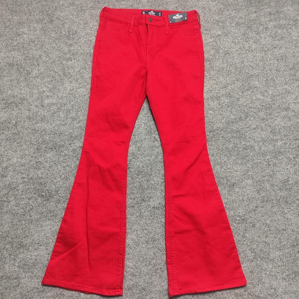 Hollister High-Rise Vintage Flare Jeans Juniors 5R Red Flare Stretch Denim